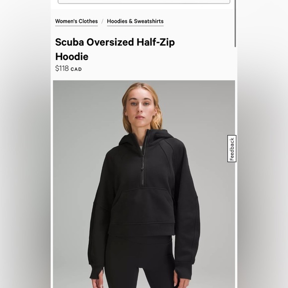 Black Oversized Scuba half zip hoodie - Picture 2 of 2